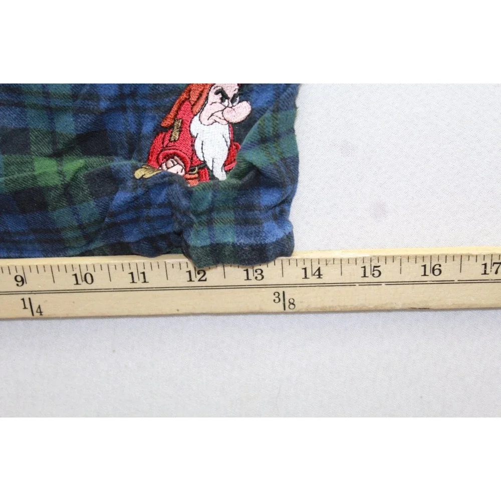 Disneyland Resort Grumpy Pajama Shorts Mens XL Blue Green Plaid Flannel Disney